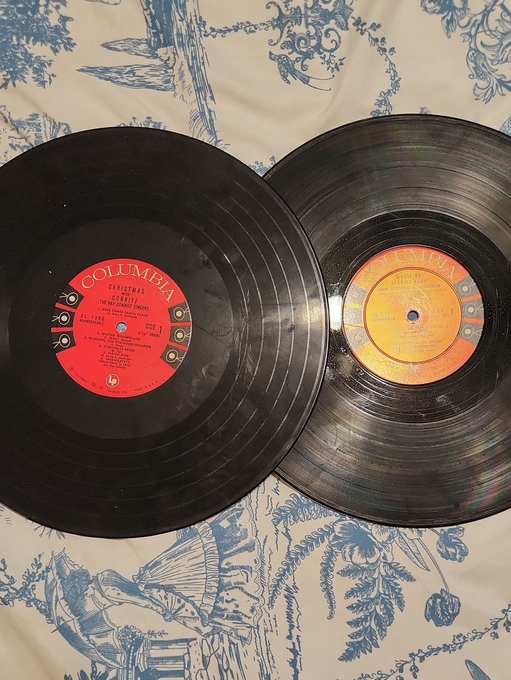 Columbia Black Vinyl Records with Red & Orange Labels